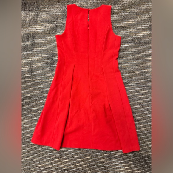 The LOFT by Ann Taylor red pleated dress with back peep hole zipper/button - Picture 4 of 6